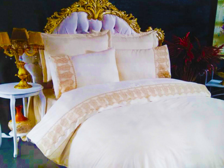 Набор постельного белья Lara евро, кремовий