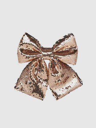 Новогодний декор Бант d-21см (бронза/пайетки)