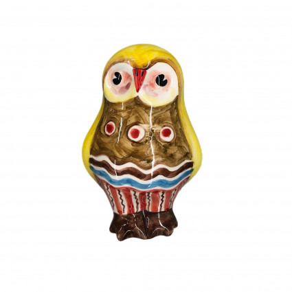 Декор "Сова" маленька h-15, коричнево/жовта