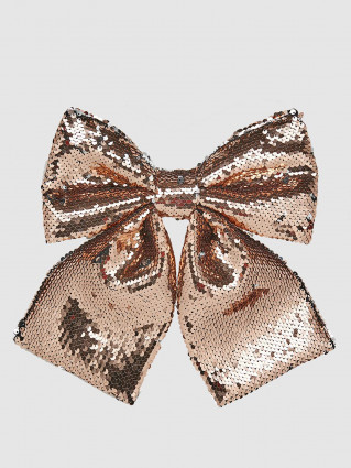 Новогодний декор Бант d-25см (бронза/пайетки)