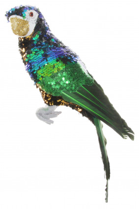 Декоративное украшение Попугай l-40см золотистый/синий/зелений