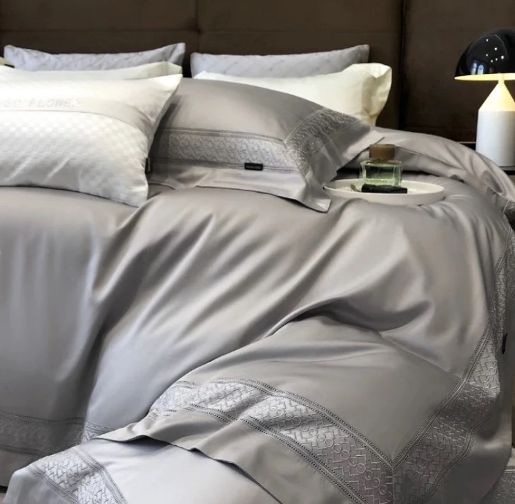 Постільна білизна з вишивкою "Fiona", сіра