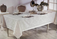 Скатерть с салфетками Marinella 160х350 см 26 предметов кремовый