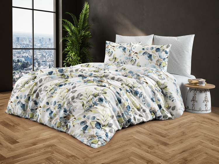 Постільна білизна "Flora" біло/голуба