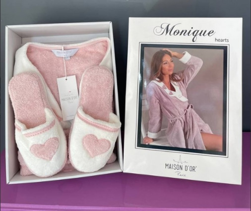 Халат із тапками "Monique", пудра