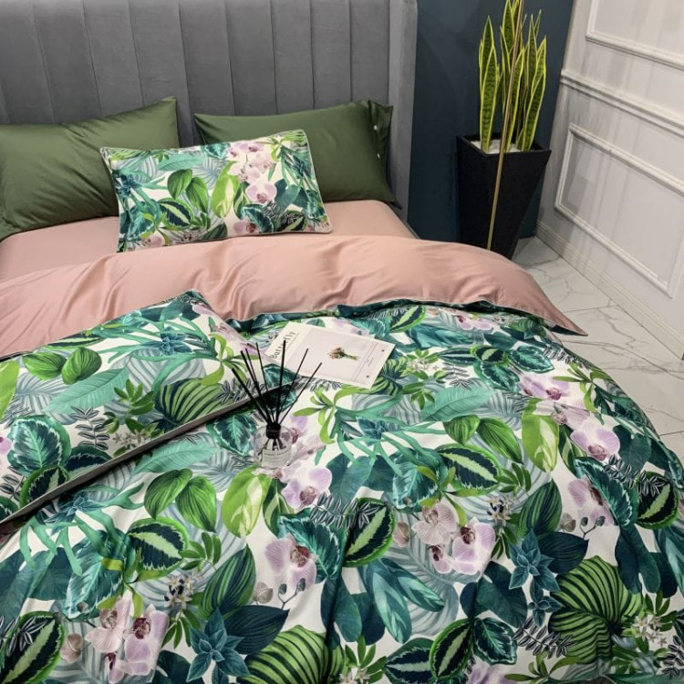 Постільна білизна Charming Orchid, зелено/персикова