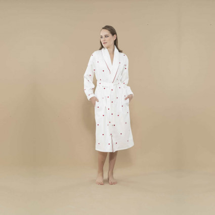 Халат жіночий "Ti Amo " біло/червоний
