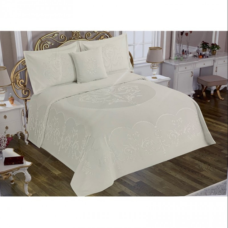 Покривало з наволочками Lola євро, кремовий