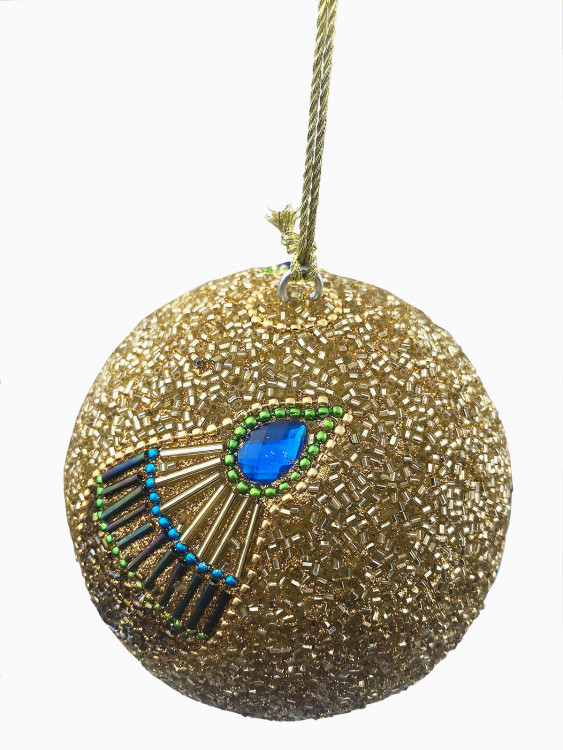 Шар новогодний Opium d-10 см золотой бисер