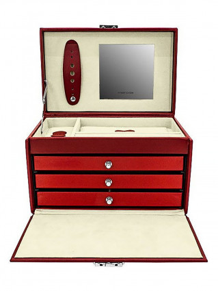 Кейс для прикрас "Classico" червоний, шкіра