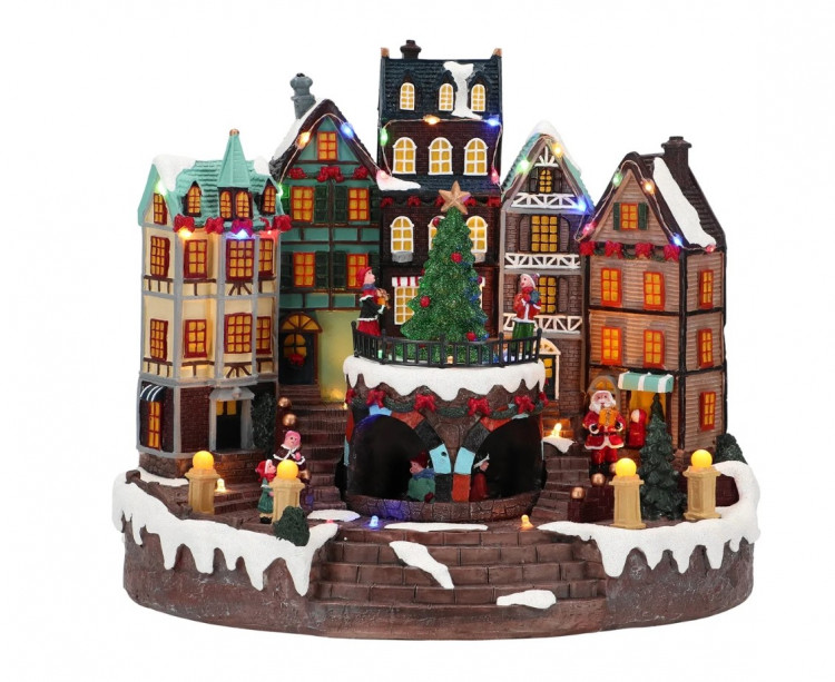 Новорічна реліквія "Різдвяна площа" h-28 (LED, музика, рух, адаптер)