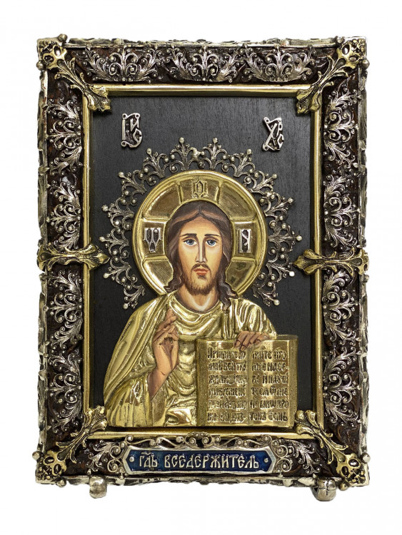 Ікона Господь Вседержитель 16х12 см чорна