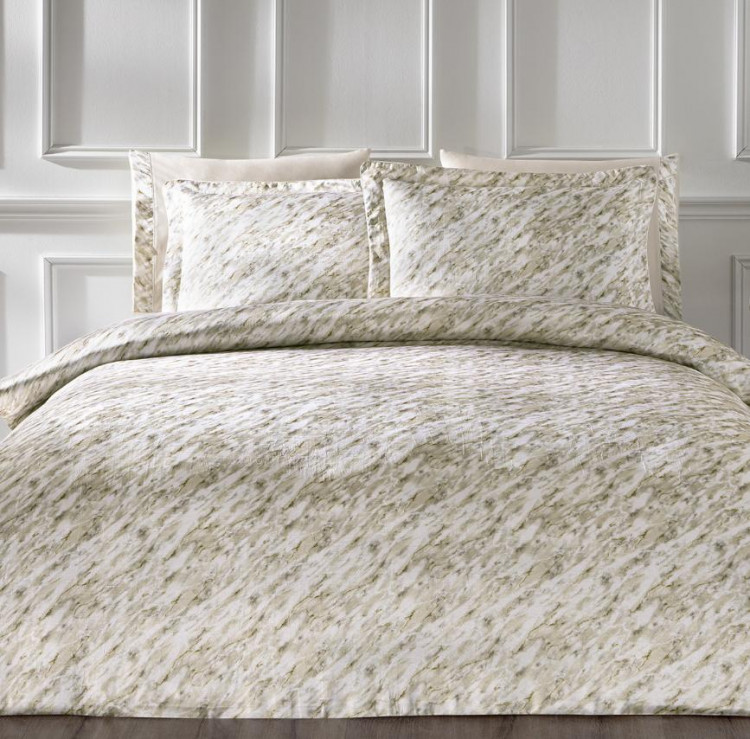 Постільна білизна з шовком "Blurry", сірo/м'ятнa